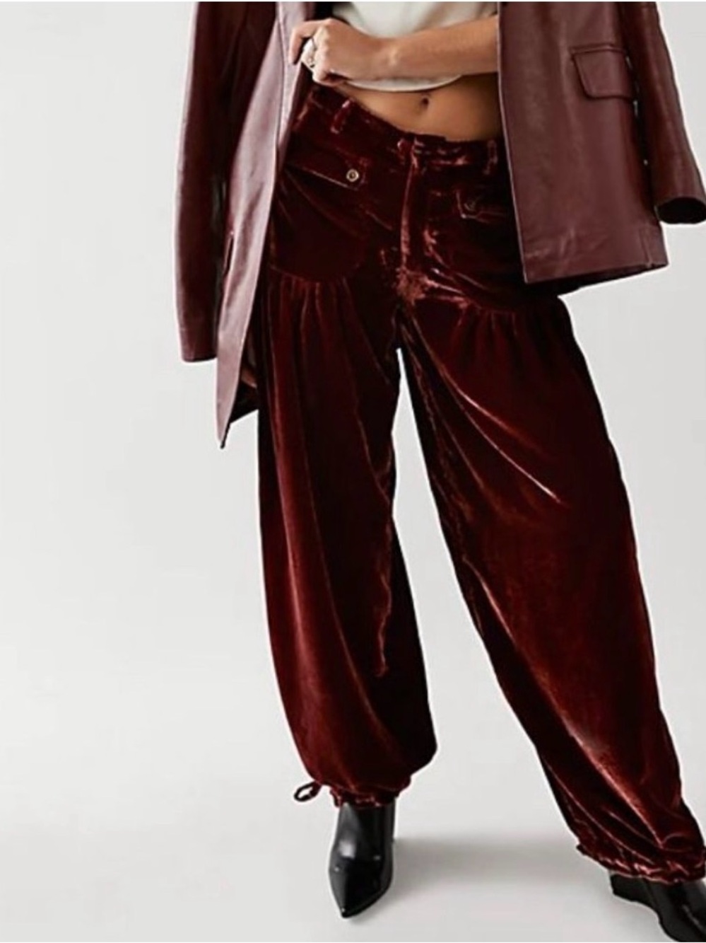 Free People Lotus Velvet Pants Garnet Rusty Wine Size 25 EUC Worn Once